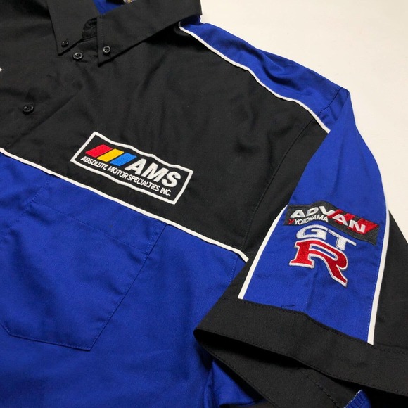 AMS Motorsports GTR Bently Lamborghini Porsche Mechanic Button Shirt Men XXL 2XL - Picture 4 of 12